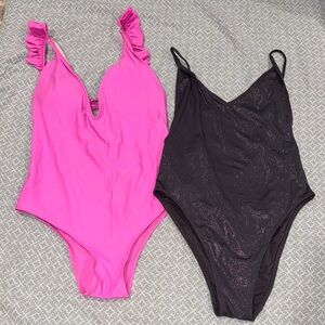 Pink and Black One Piece Swimsuits